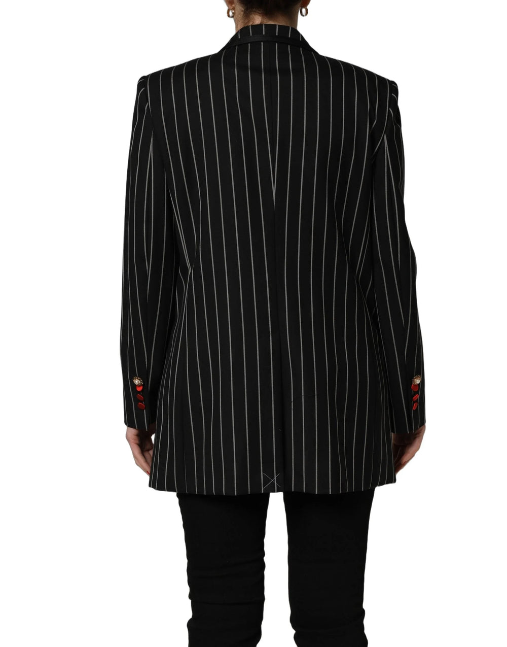 Dolce & Gabbana Black Stripe Double-Breasted Blazer Jacket - IT46|XL