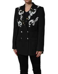 Dolce & Gabbana Black Stripe Double-Breasted Blazer Jacket - IT50|3XL