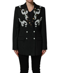 Dolce & Gabbana Black Stripe Double-Breasted Blazer Jacket - IT50|3XL