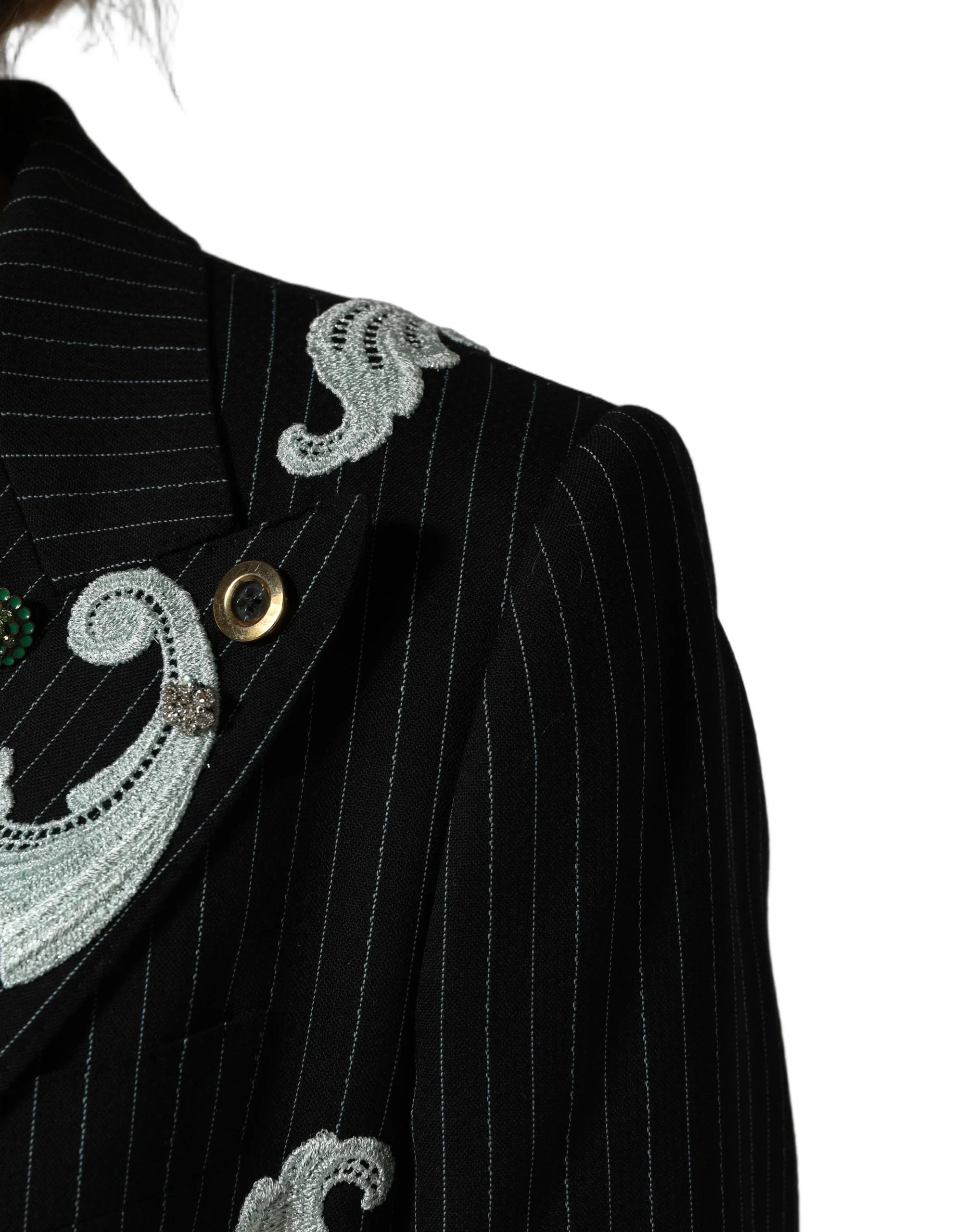 Dolce & Gabbana Black Stripe Double-Breasted Blazer Jacket - IT50|3XL