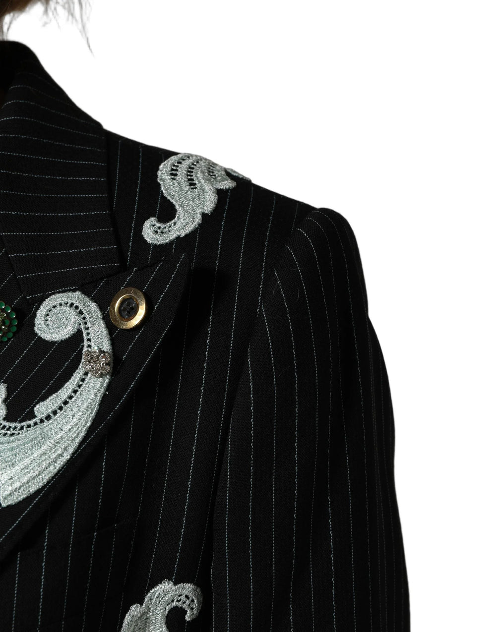 Dolce & Gabbana Black Stripe Double-Breasted Blazer Jacket - IT50|3XL