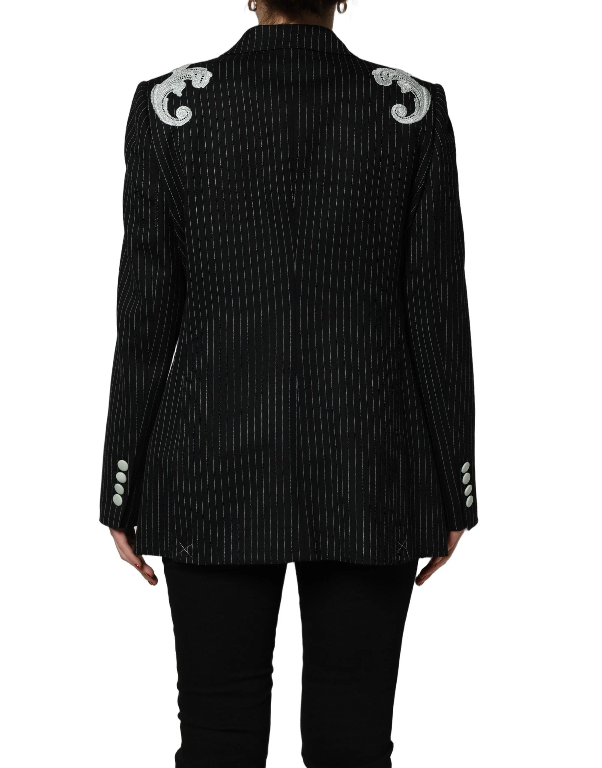 Dolce & Gabbana Black Stripe Double-Breasted Blazer Jacket - IT50|3XL