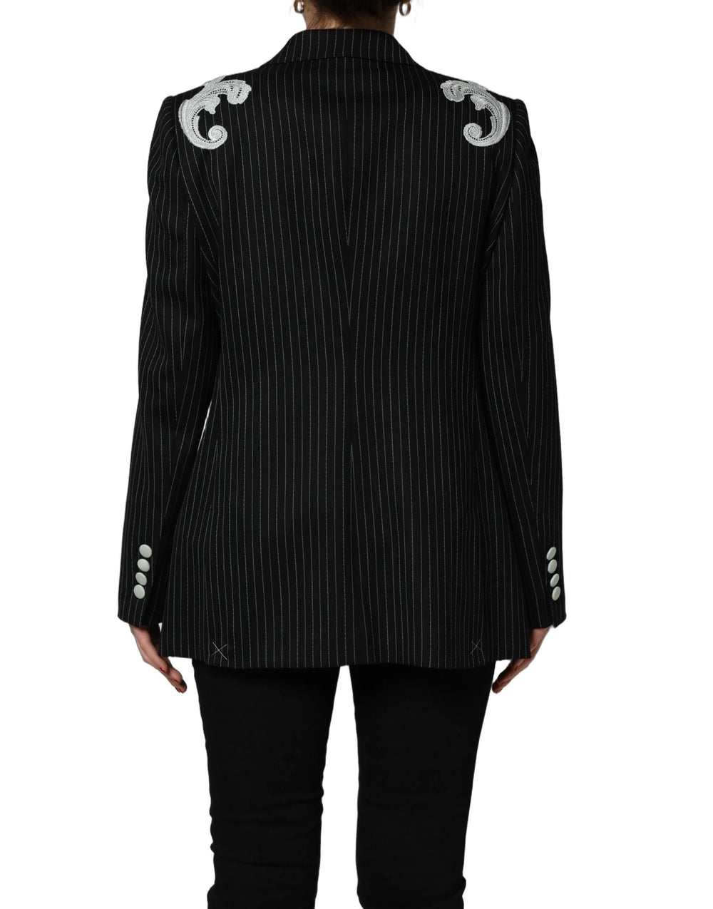 Dolce & Gabbana Black Stripe Double-Breasted Blazer Jacket - IT50|3XL