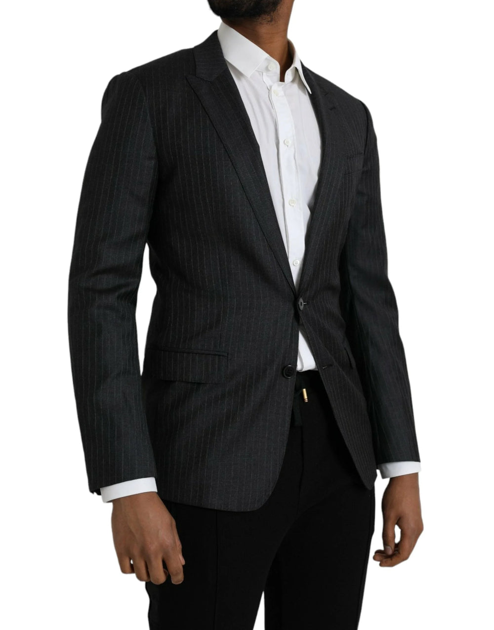Dolce & Gabbana Black Stripe MARTINI Single Breasted Coat Blazer - IT46 | S - Sport Jackets