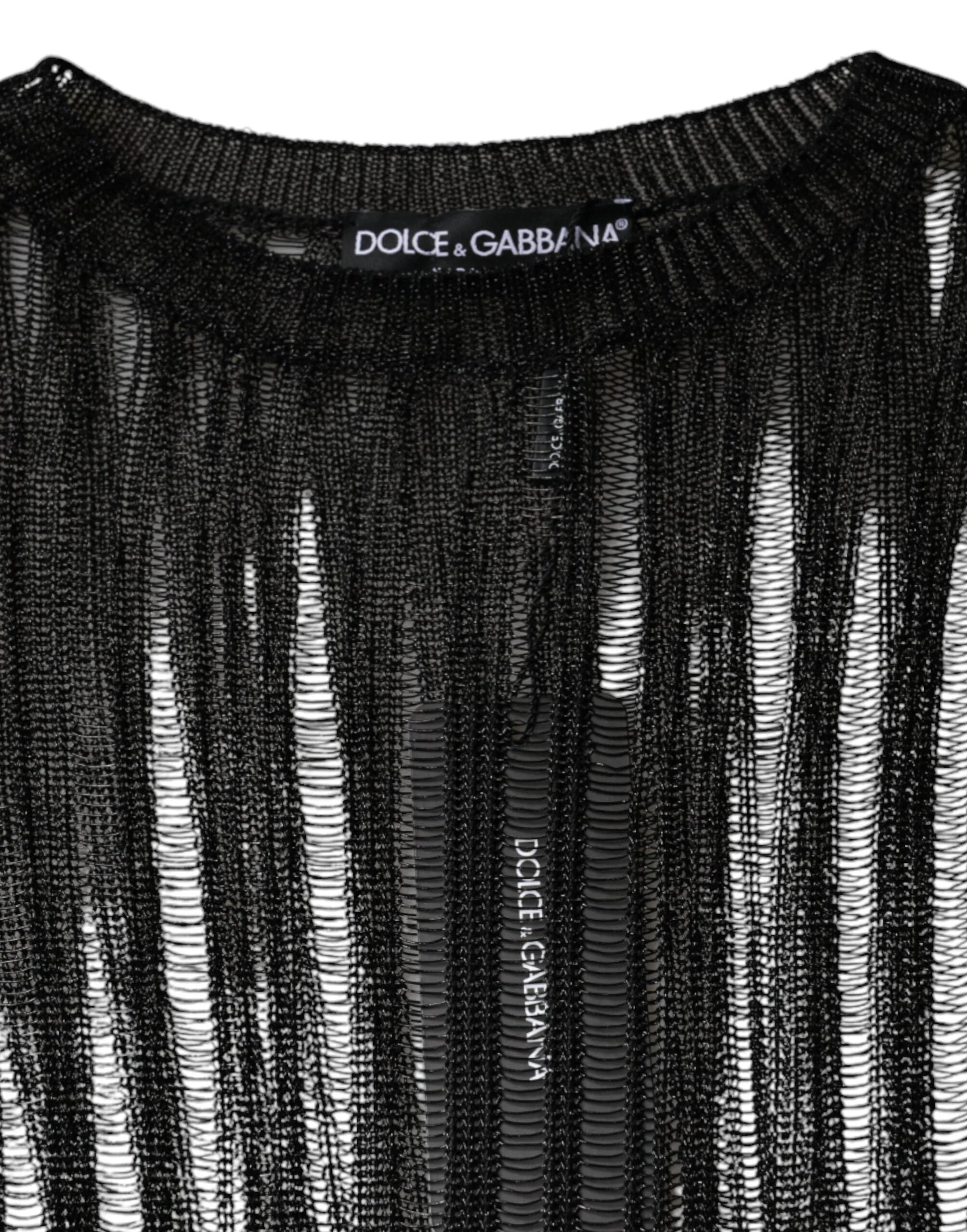Dolce & Gabbana Black Stripe See Through Long Sleeves Top - IT40|S - Blouses