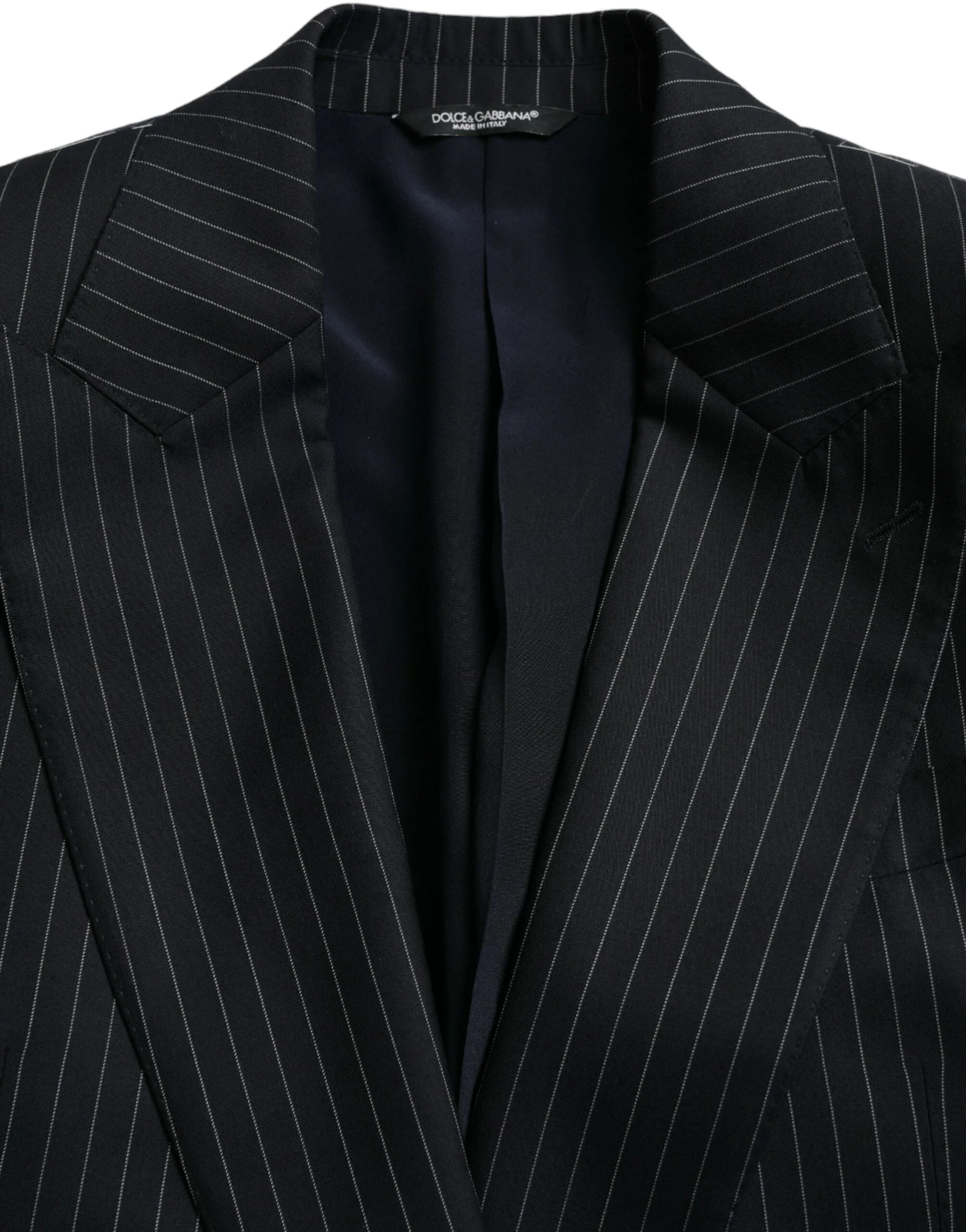 Dolce & Gabbana Black Stripe SICILIA Double Breasted Coat Blazer - IT46 | S - Sport Jackets