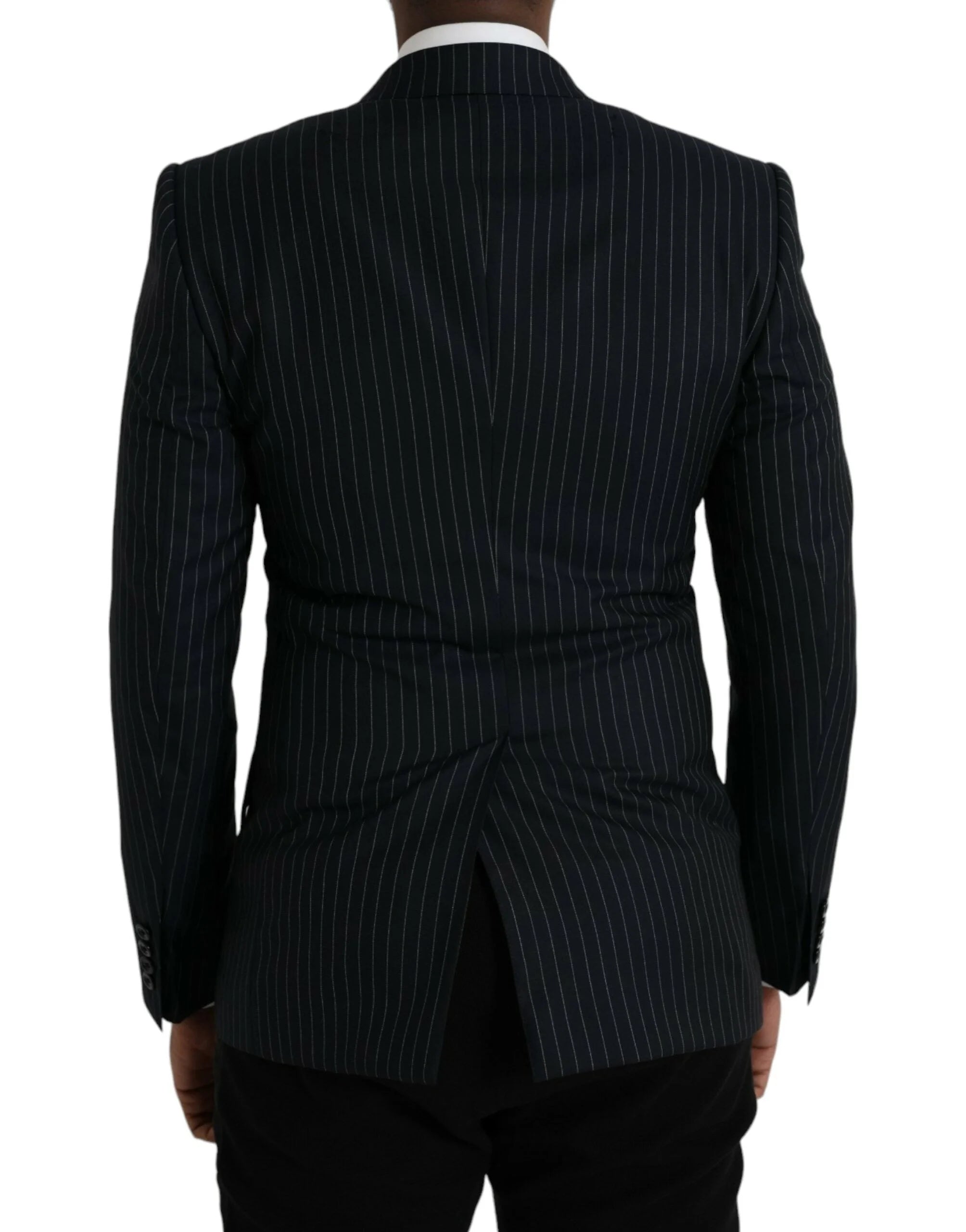 Dolce & Gabbana Black Stripe SICILIA Double Breasted Coat Blazer - IT46 | S - Sport Jackets
