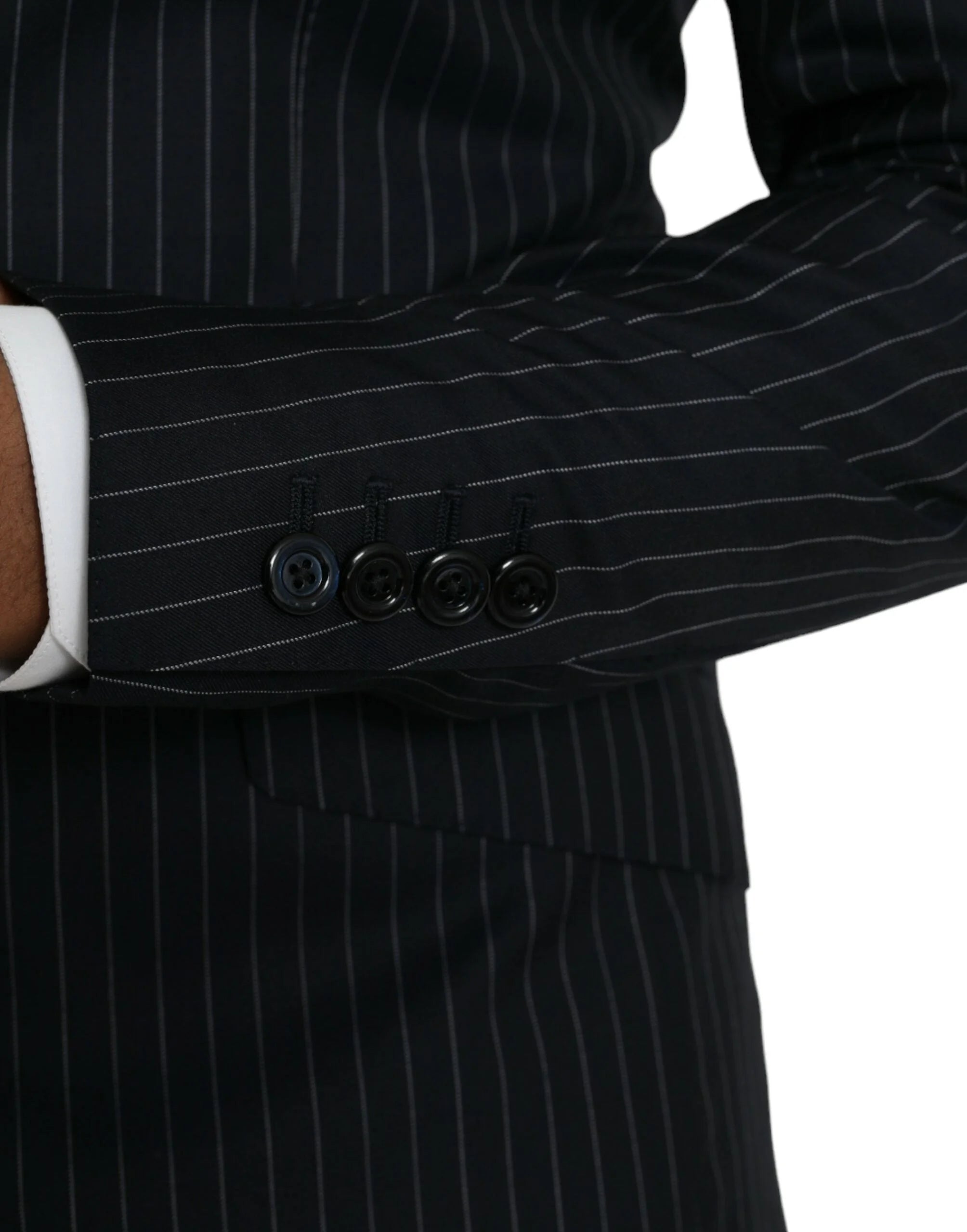 Dolce & Gabbana Black Stripe SICILIA Double Breasted Coat Blazer - IT46 | S - Sport Jackets