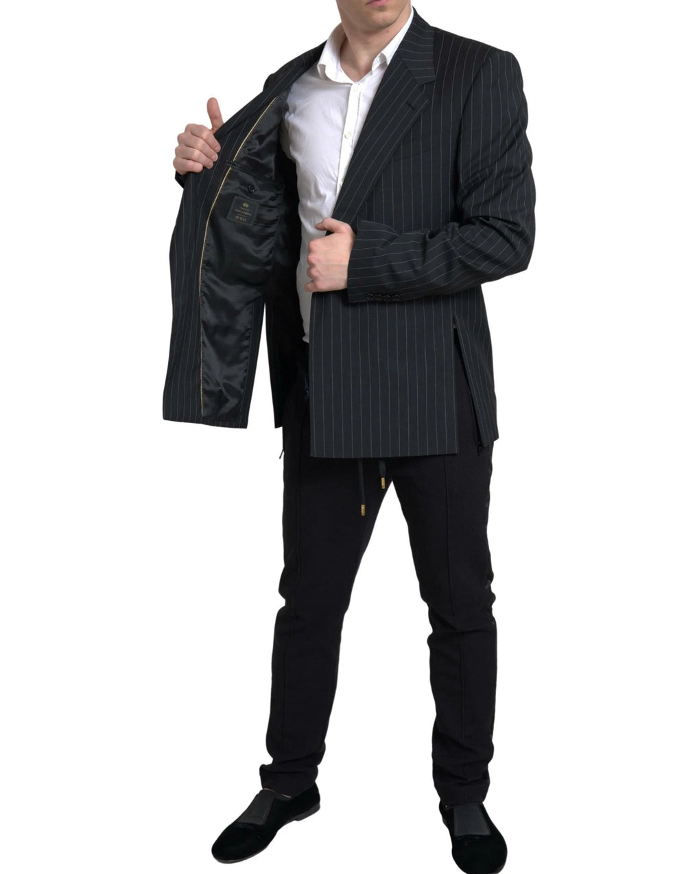 Dolce & Gabbana Black Stripe Single Breasted SICILIA Blazer - IT58 | XXL - Sport Jackets
