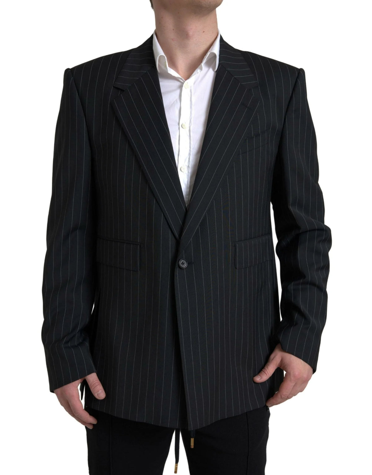 Dolce & Gabbana Black Stripe Single Breasted SICILIA Blazer - IT58 | XXL - Sport Jackets