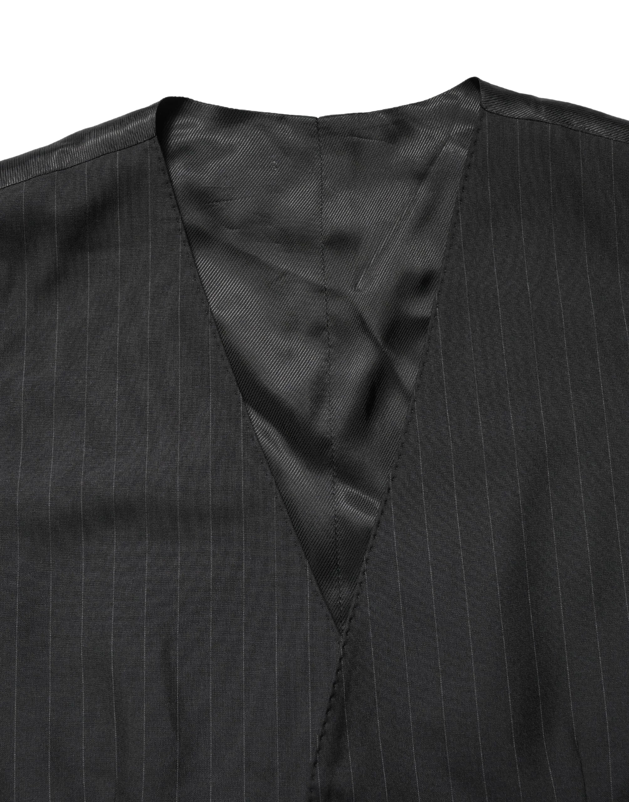 Dolce & Gabbana Juodas dryžuotas vienspalbis vyriškas liemenės kostiumas - IT48 | M