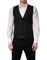 Dolce & Gabbana Juodas dryžuotas vienspalbis vyriškas liemenės kostiumas - IT48 | M