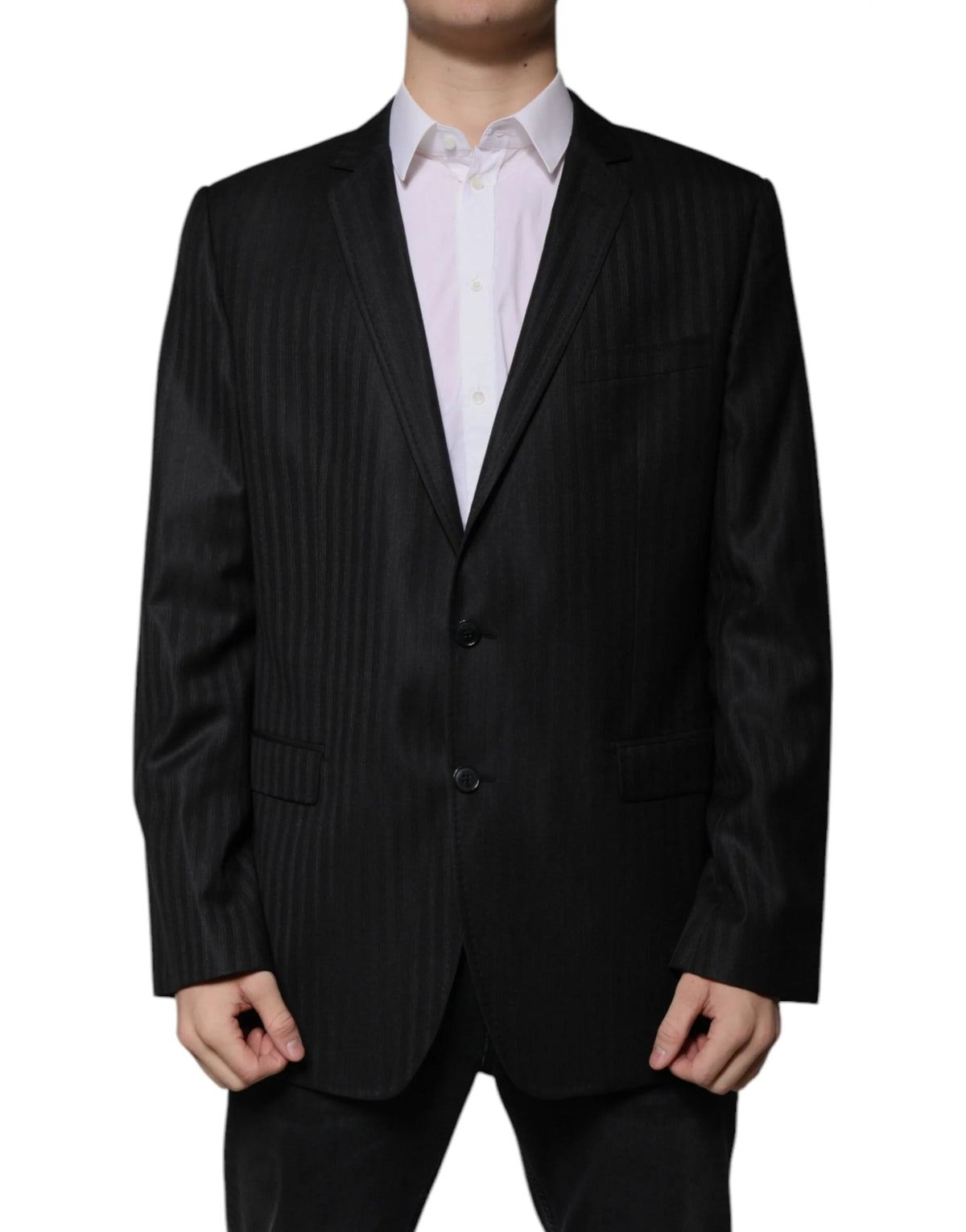 Dolce & Gabbana Black Stripe Wool Single Breasted Blazer - IT54 | XL - Sport Jackets
