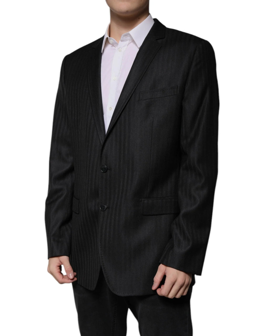 Dolce & Gabbana Black Stripe Wool Single Breasted Blazer - IT54 | XL - Sport Jackets