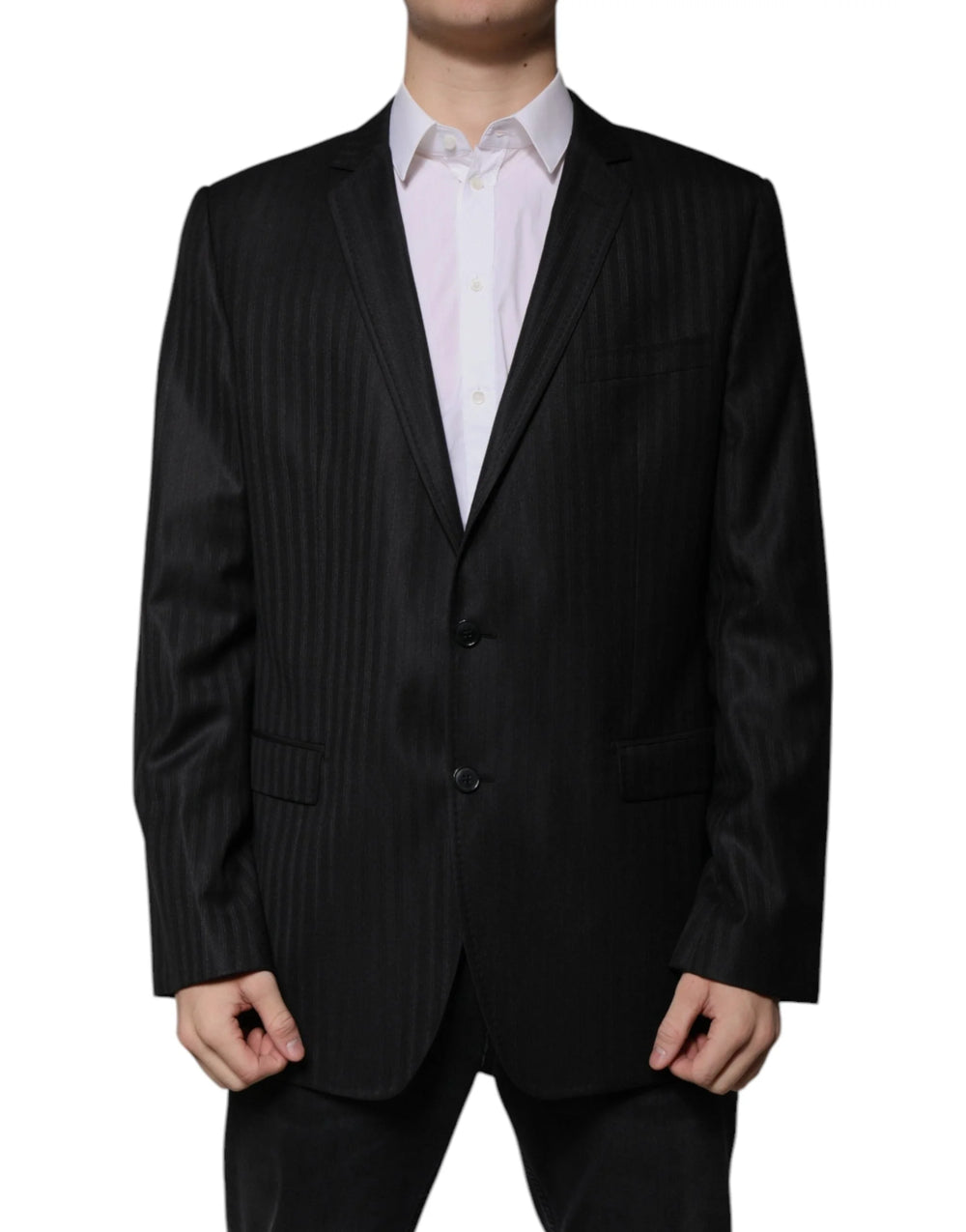 Dolce & Gabbana Black Stripe Wool Single Breasted Blazer - IT54 | XL - Sport Jackets