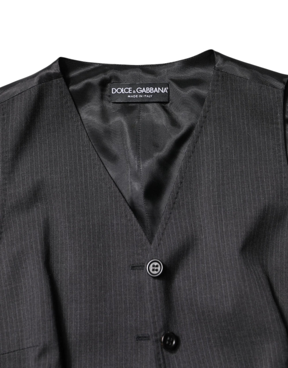 Dolce & Gabbana Black Striped Button Down Sleeveless Vest Top - IT42|M - Vests