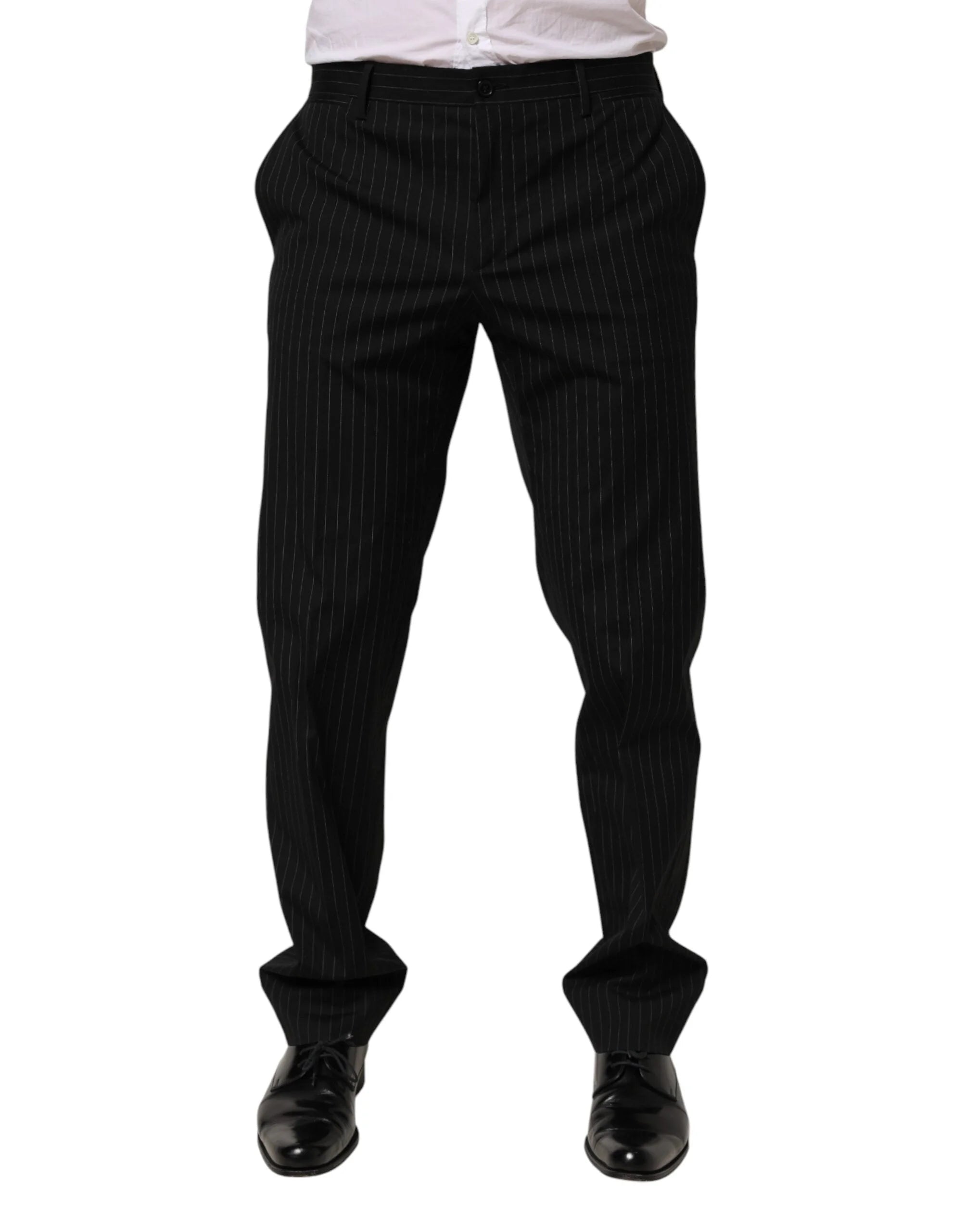 Dolce & Gabbana Black Striped Dress Formal Men Trouser Pants - IT48 | M - Trousers