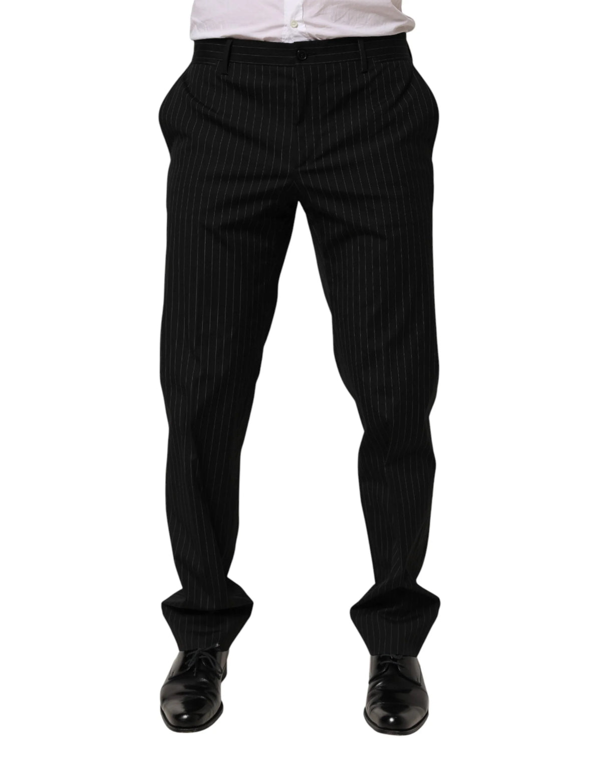 Dolce & Gabbana Black Striped Dress Formal Men Trouser Pants - IT48 | M - Trousers