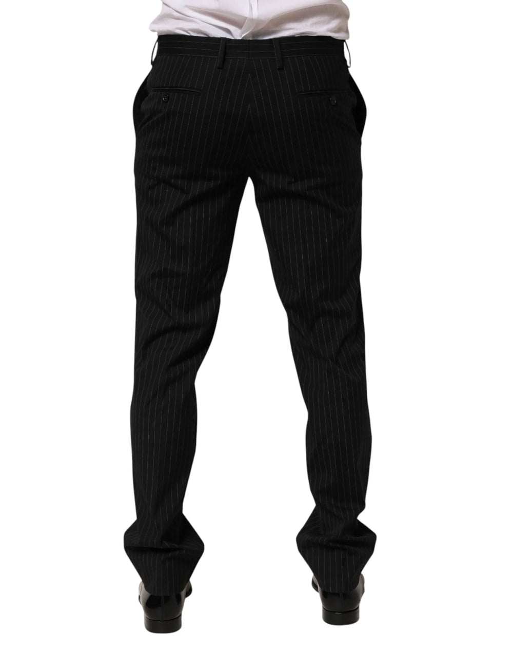 Dolce & Gabbana Black Striped Dress Formal Men Trouser Pants - IT48 | M - Trousers