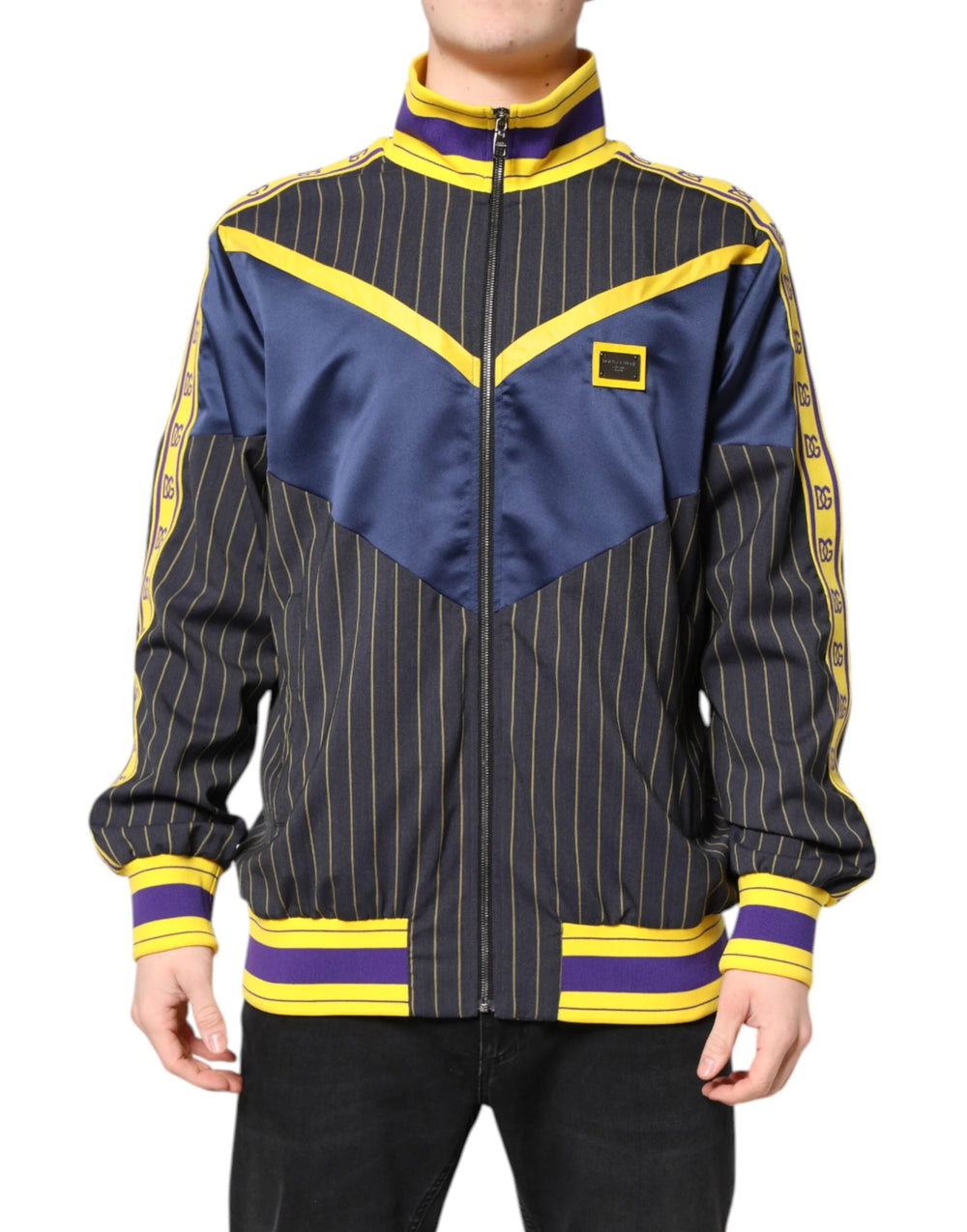 Dolce & Gabbana Black Striped Logo Full Zip Bomber Jacket - IT52 | XL - Bomber Jackets