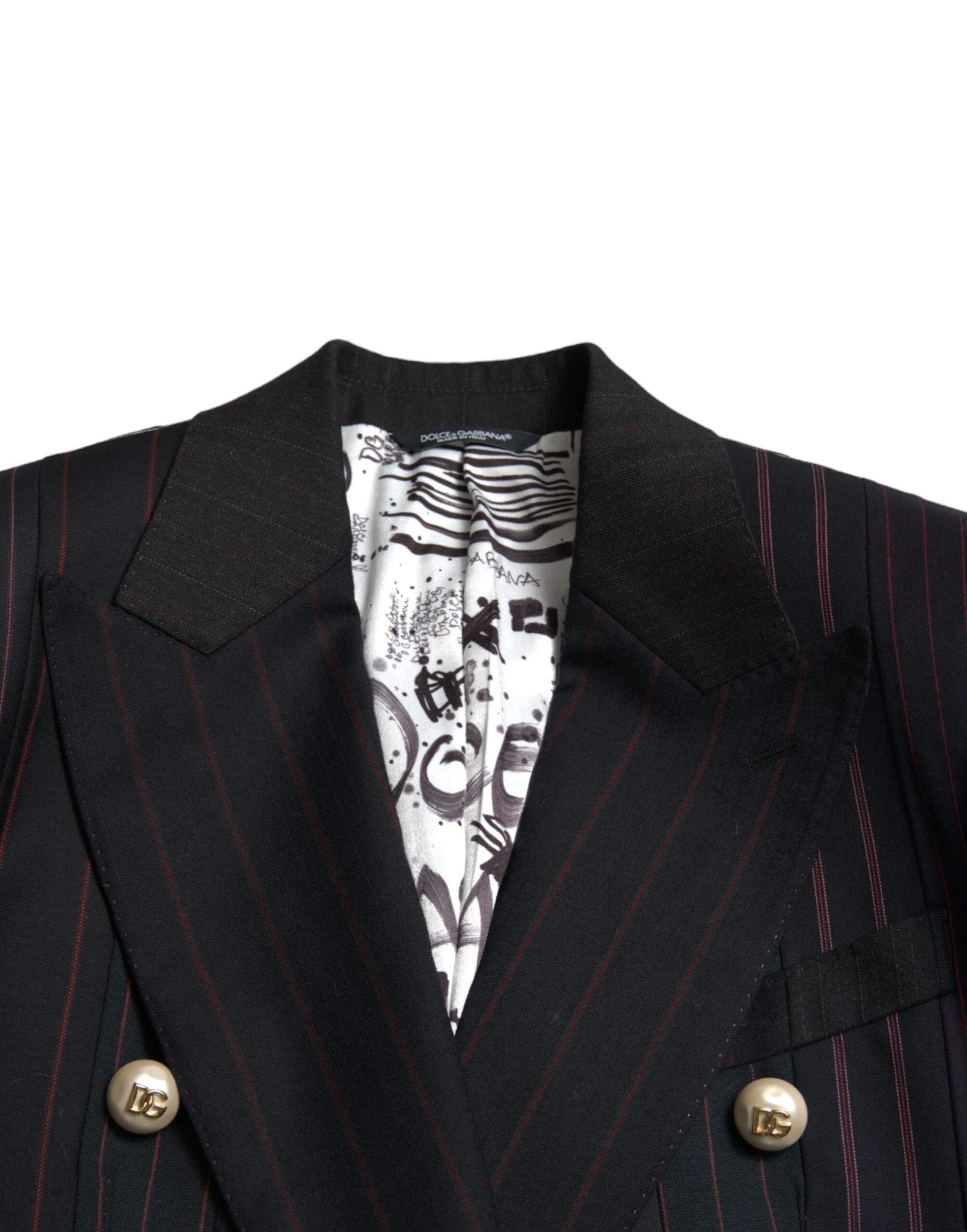 Dolce & Gabbana Black Striped SICILIA Double Breasted Jacket - IT44 | L - Sport Jackets