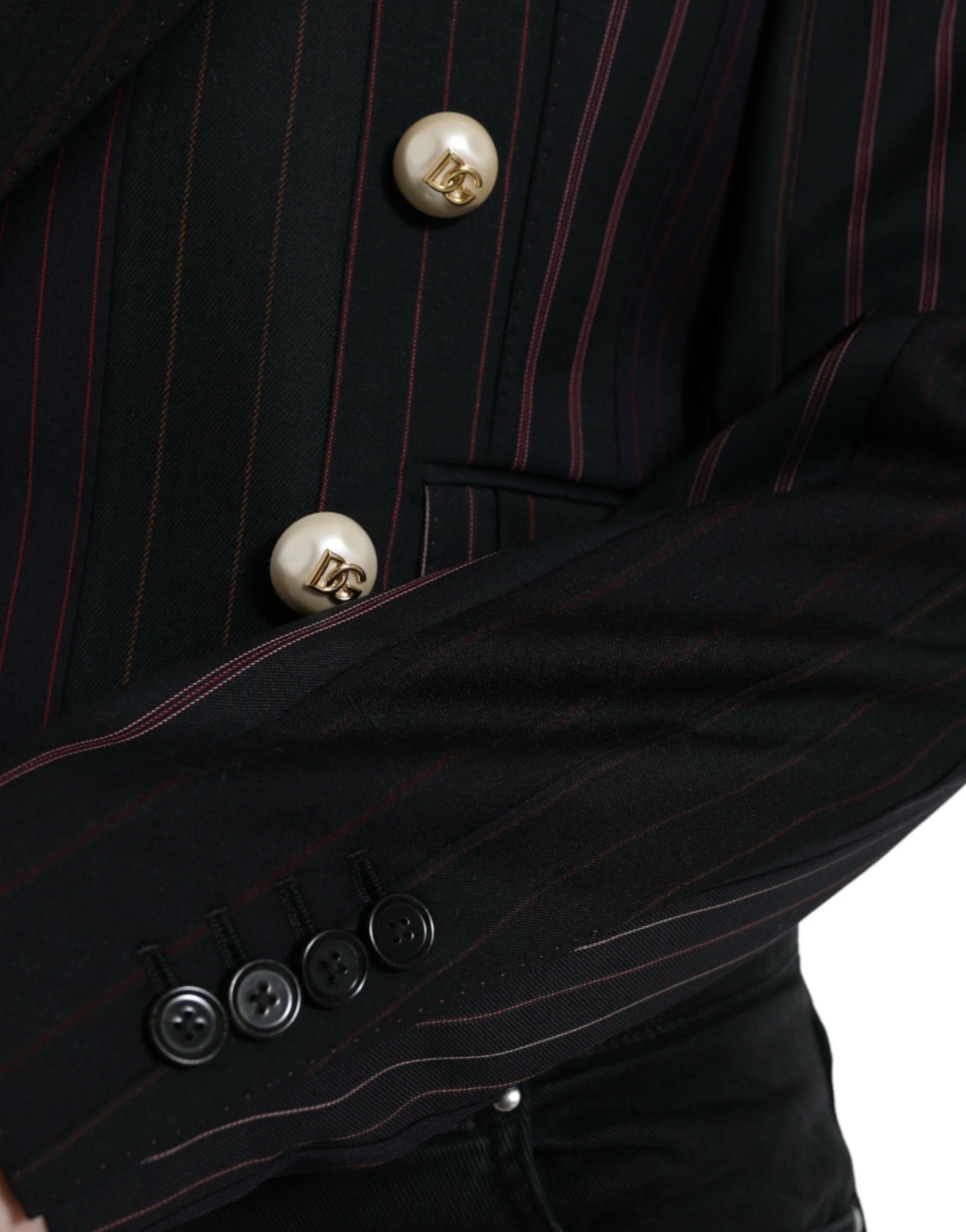 Dolce & Gabbana Black Striped SICILIA Double Breasted Jacket - IT44 | L - Sport Jackets