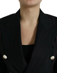 Dolce & Gabbana Black Striped SICILIA Double Breasted Jacket - IT44 | L - Sport Jackets