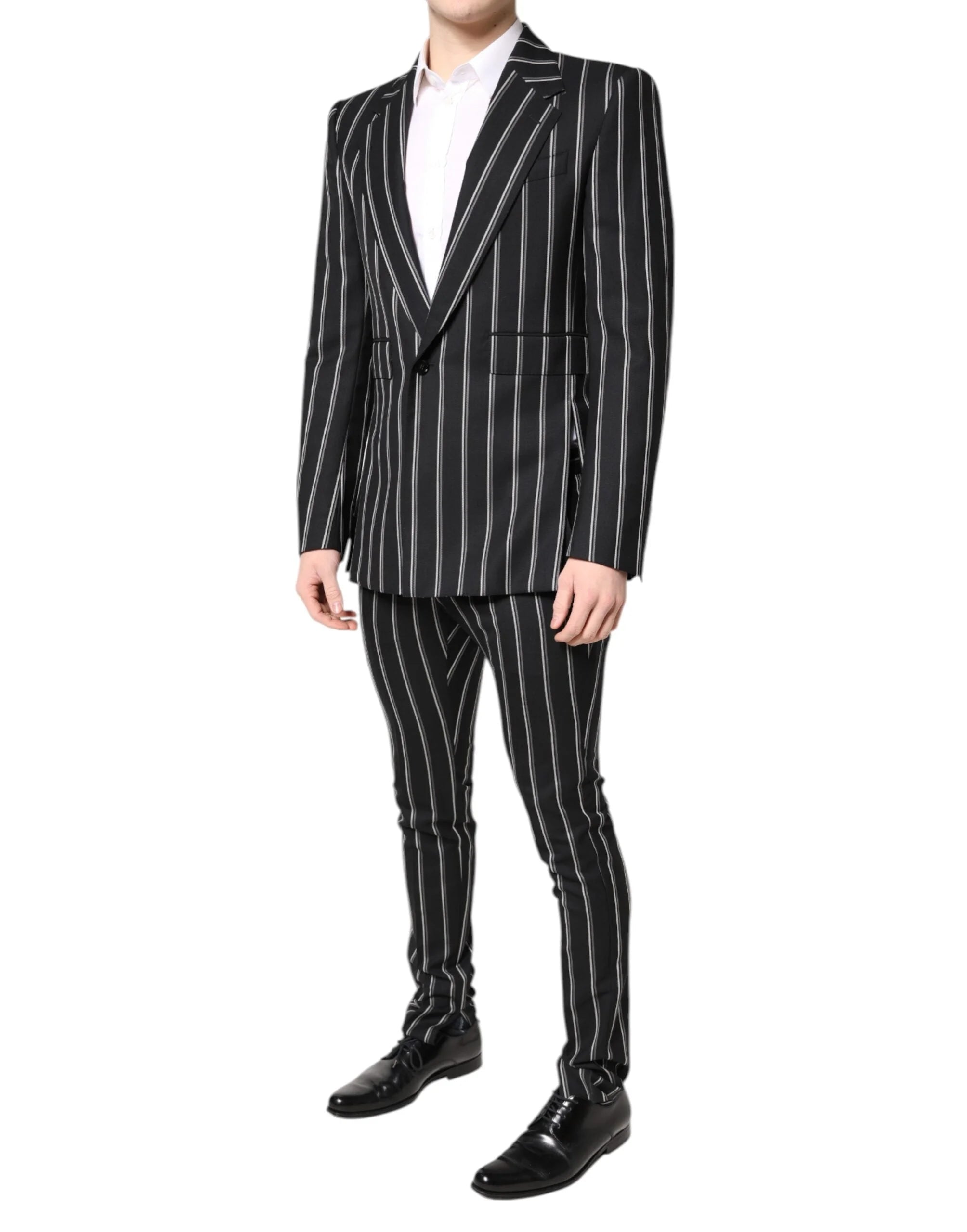 Dolce & Gabbana Black Striped SICILIA Formal 2 Piece Suit - IT48 | M - Pant Suits