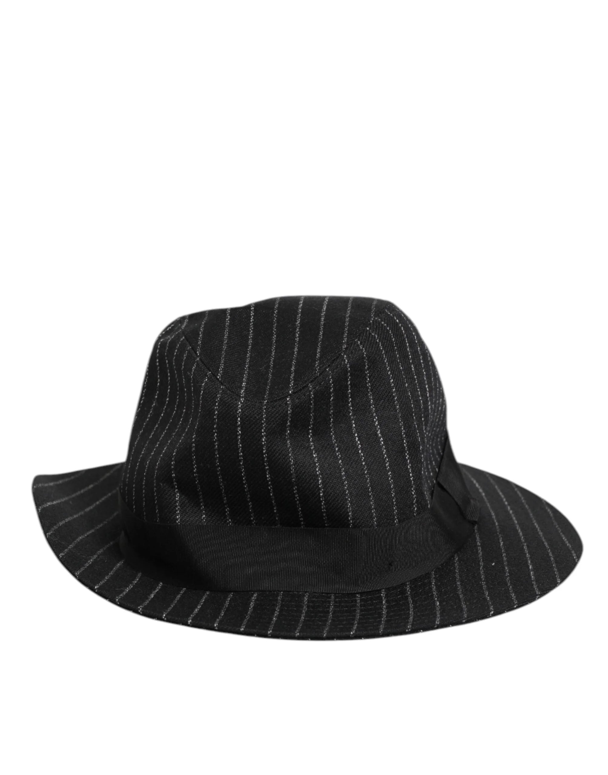 Dolce & Gabbana Black Striped Virgin Wool Men Fedora Capello Hat - 59 cm|L - Fedoras