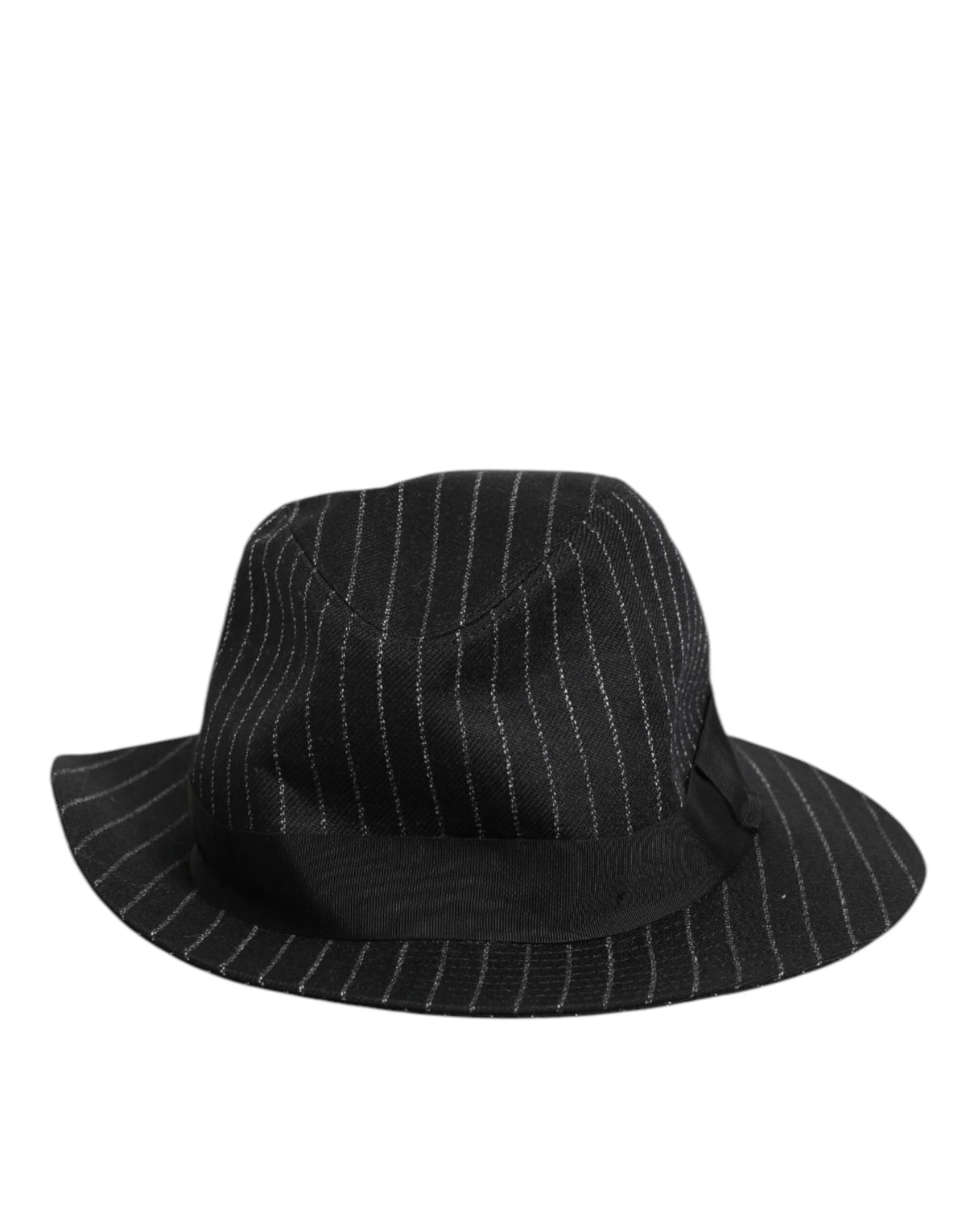 Dolce & Gabbana Black Striped Virgin Wool Men Fedora Capello Hat - 59 cm|L - Fedoras