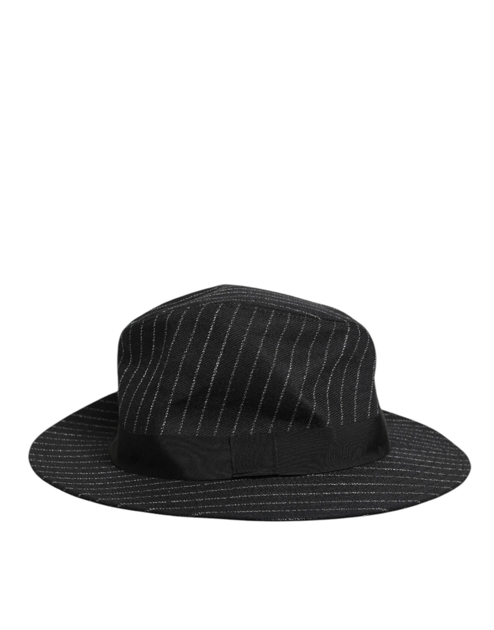 Dolce & Gabbana Black Striped Virgin Wool Men Fedora Capello Hat - 59 cm|L - Fedoras