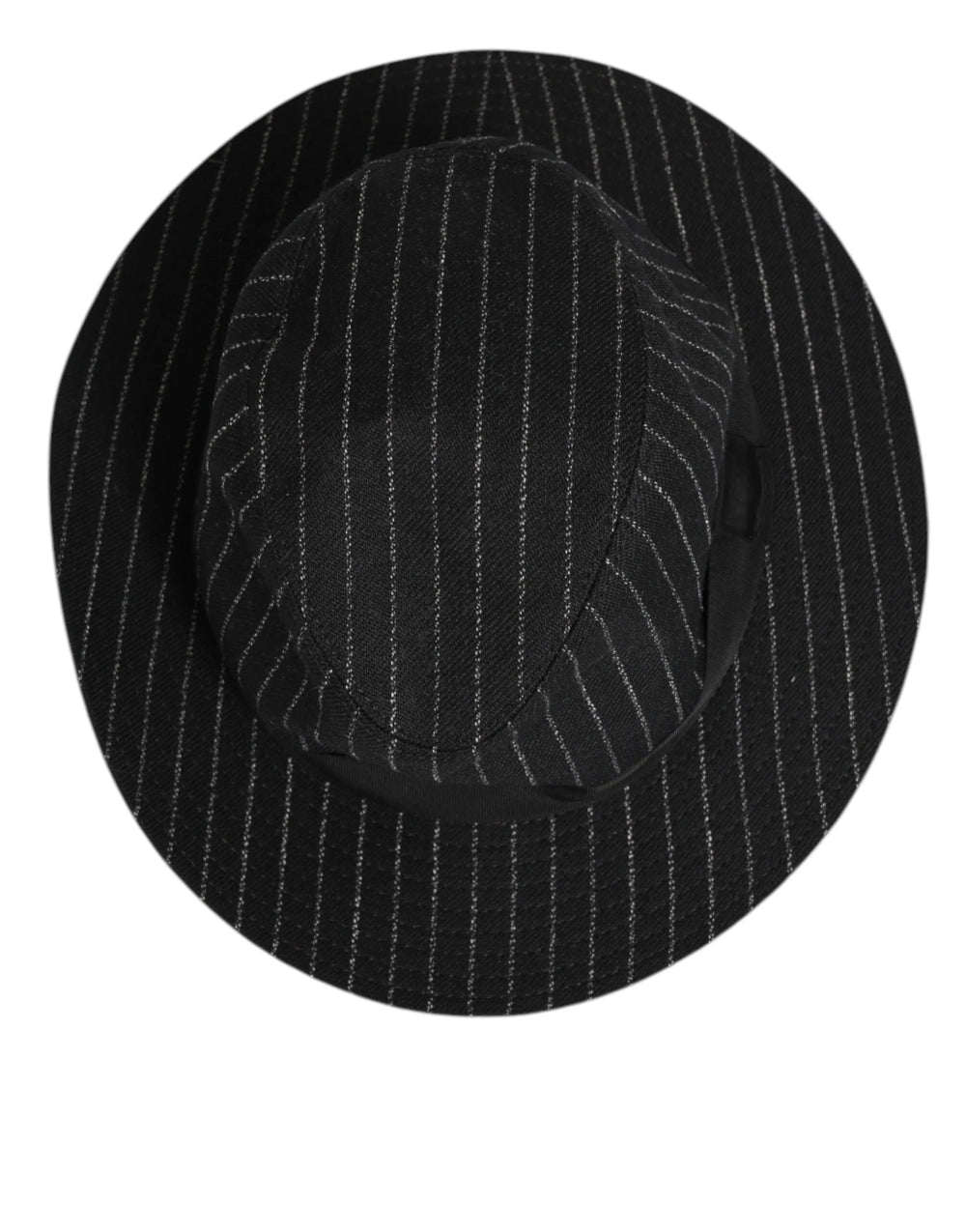 Dolce & Gabbana Black Striped Virgin Wool Men Fedora Capello Hat - 59 cm|L - Fedoras