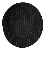 Dolce & Gabbana Black Striped Virgin Wool Men Fedora Capello Hat - 59 cm|L - Fedoras
