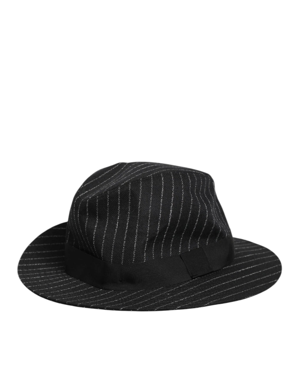 Dolce & Gabbana Black Striped Virgin Wool Men Fedora Capello Hat - 59 cm|L - Fedoras