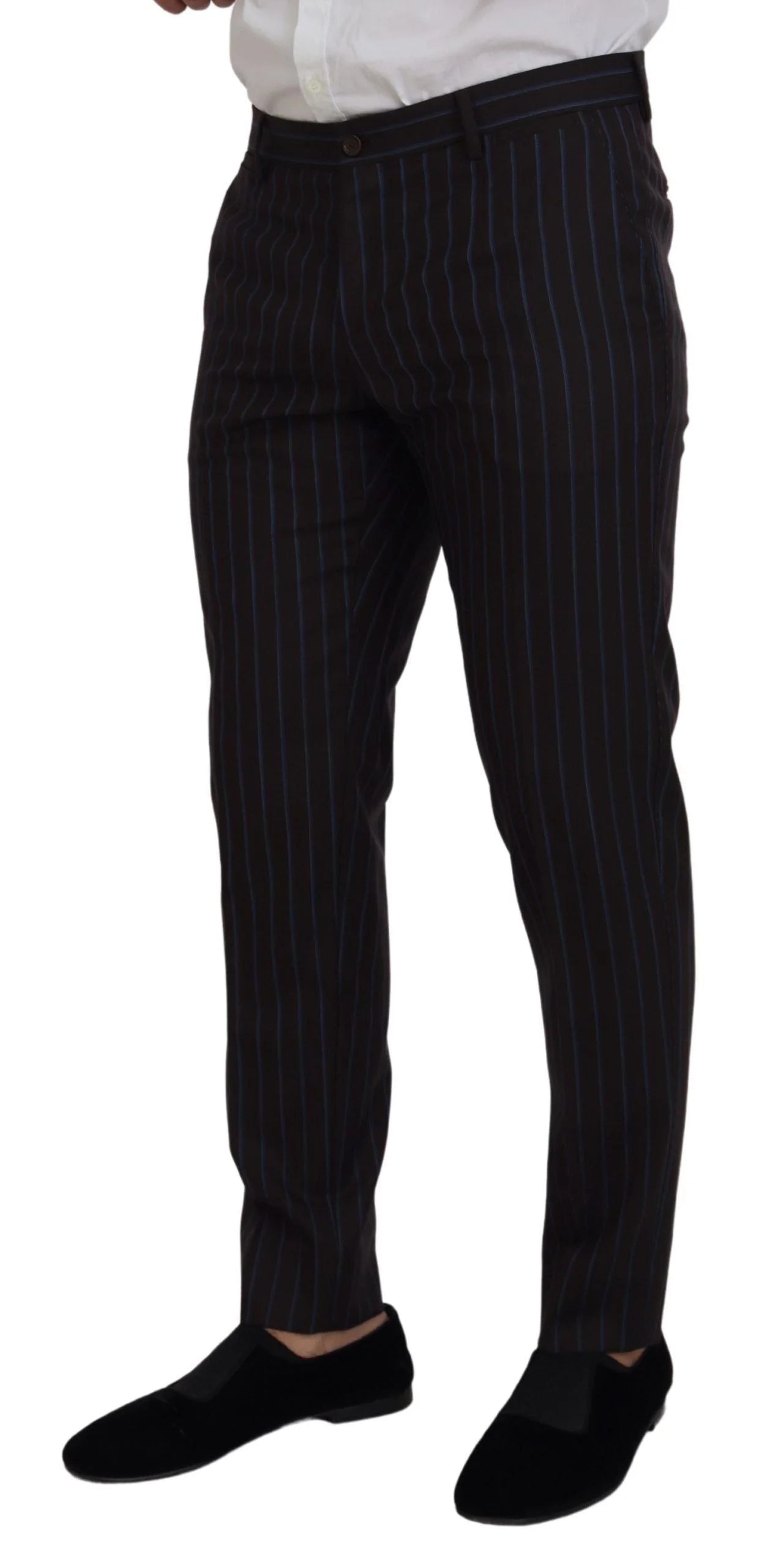 Dolce & Gabbana Black Striped Wool Formal 2 Piece Suit - IT50 | L - Pant Suits