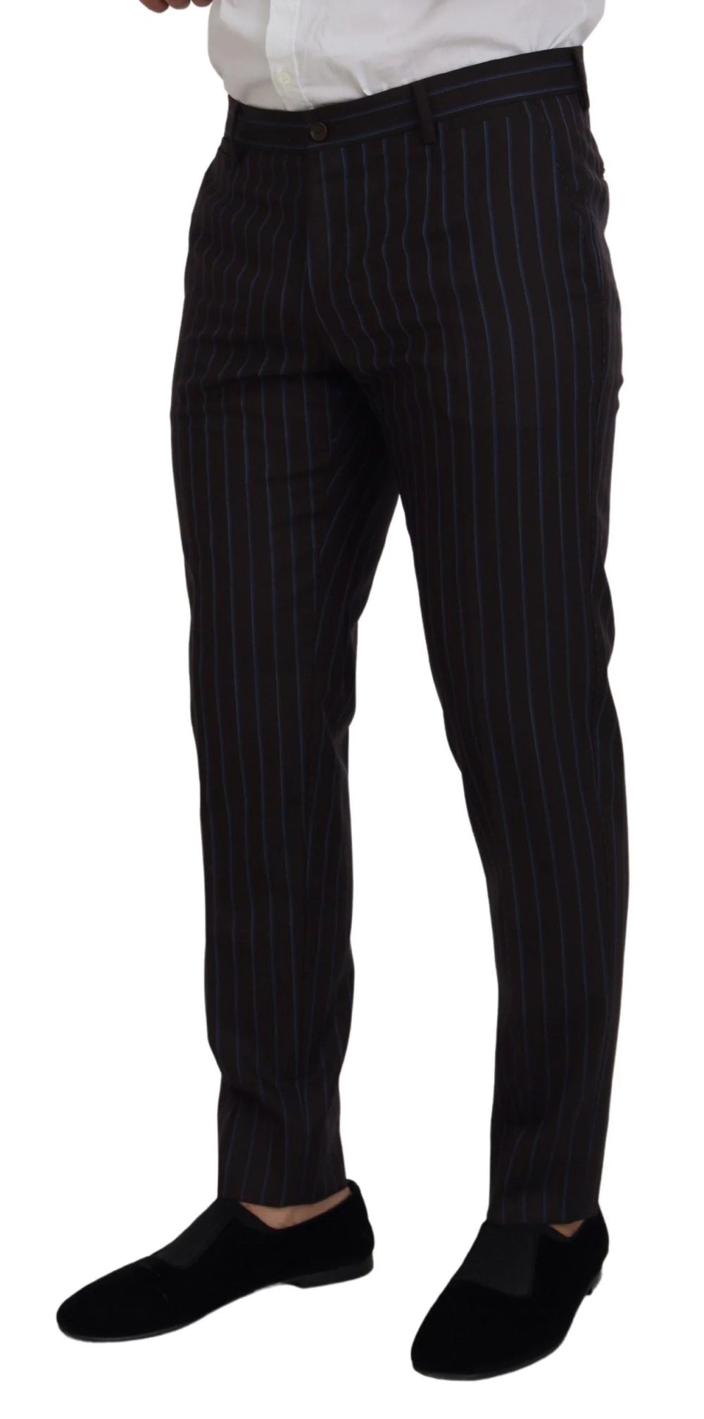 Dolce & Gabbana Black Striped Wool Formal 2 Piece Suit - IT50 | L - Pant Suits