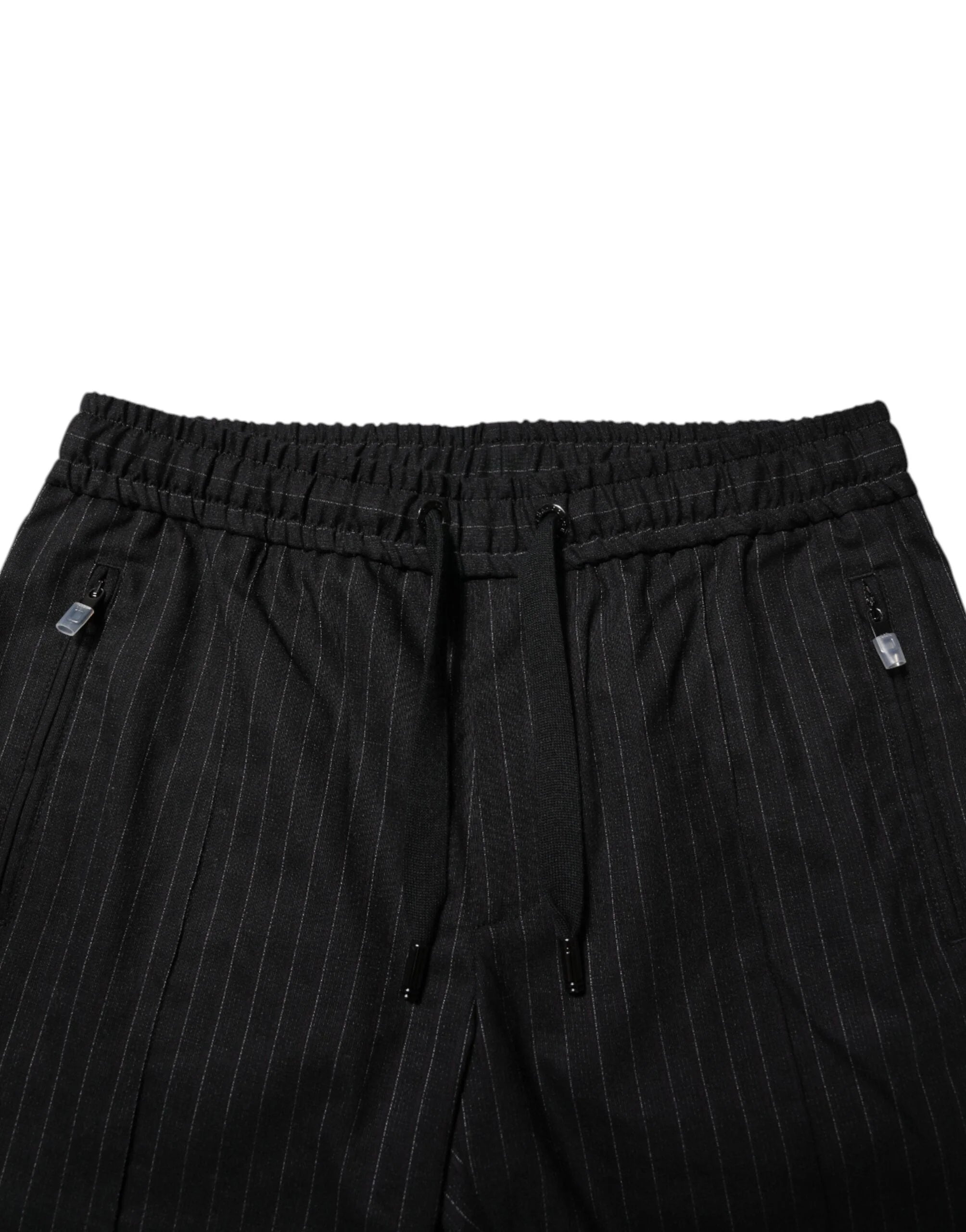 Dolce & Gabbana Black Striped Wool Men Jogger Pants - IT48 | M - Joggers
