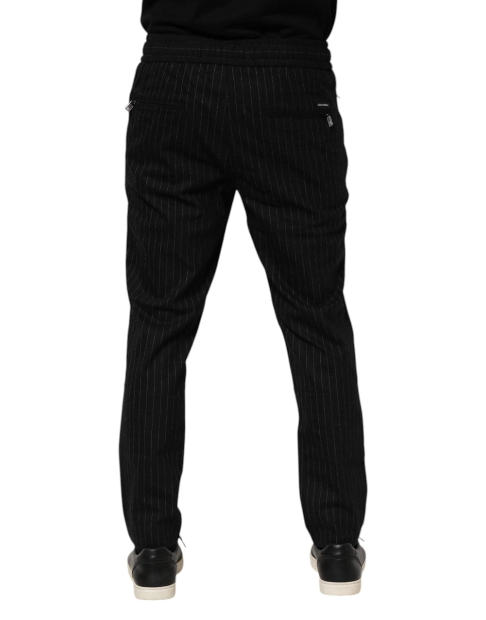 Dolce & Gabbana Black Striped Wool Men Jogger Pants - IT48 | M - Joggers