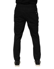 Dolce & Gabbana Black Striped Wool Men Jogger Pants - IT48 | M - Joggers
