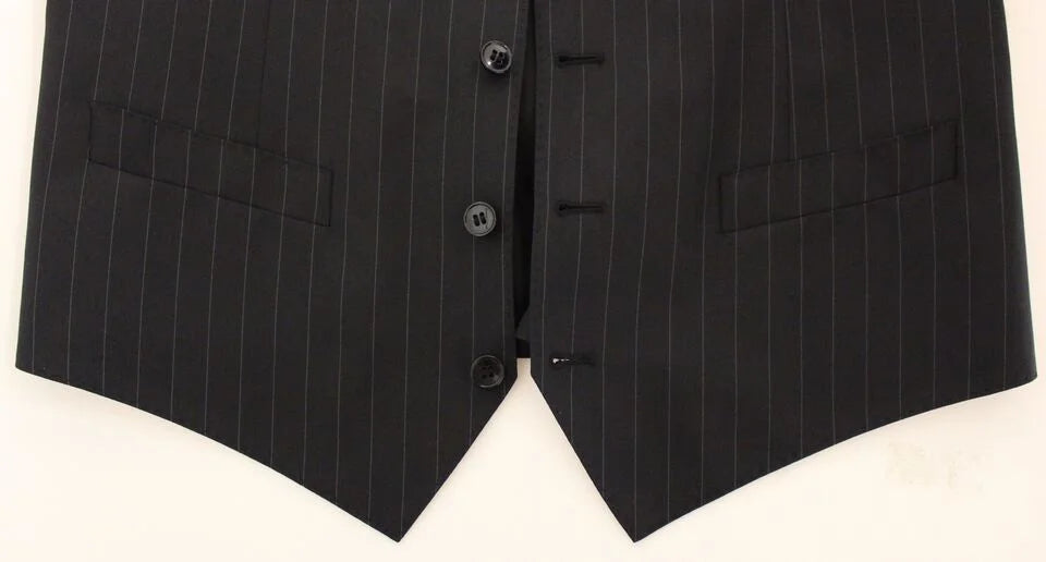 Dolce & Gabbana Black Striped Wool Silk Dress Vest Gilet - IT44 | XS - Vests