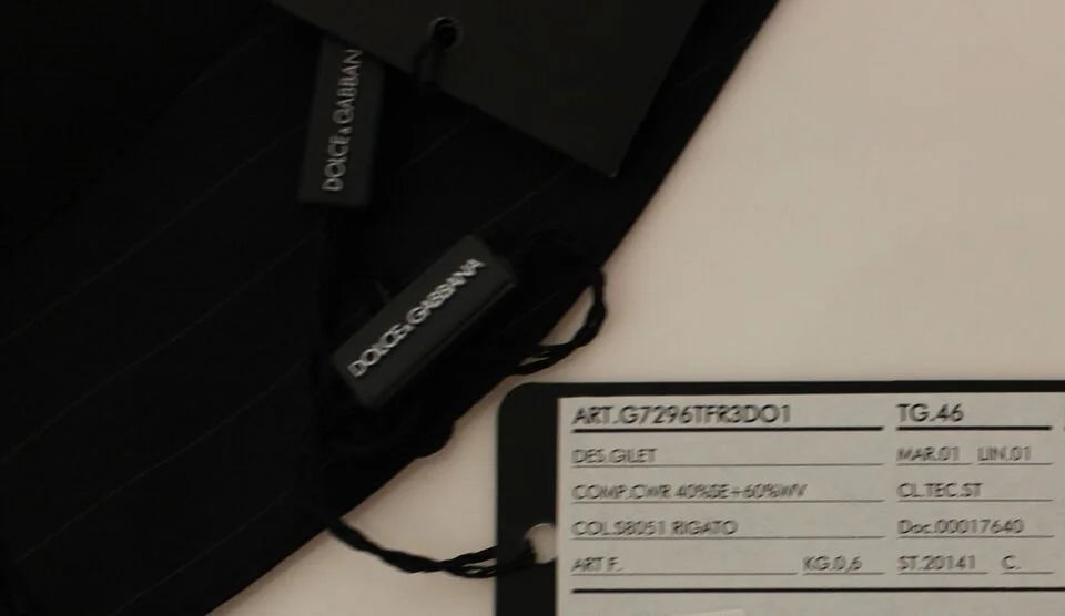 Dolce & Gabbana Black Striped Wool Silk Dress Vest Gilet - IT44 | XS - Vests