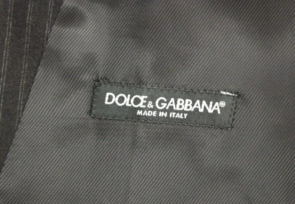 Dolce & Gabbana Black Striped Wool Single Breasted Vest - IT48 | M - Vests