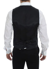 Dolce & Gabbana Black Striped Wool Single Breasted Vest - IT48 | M - Vests