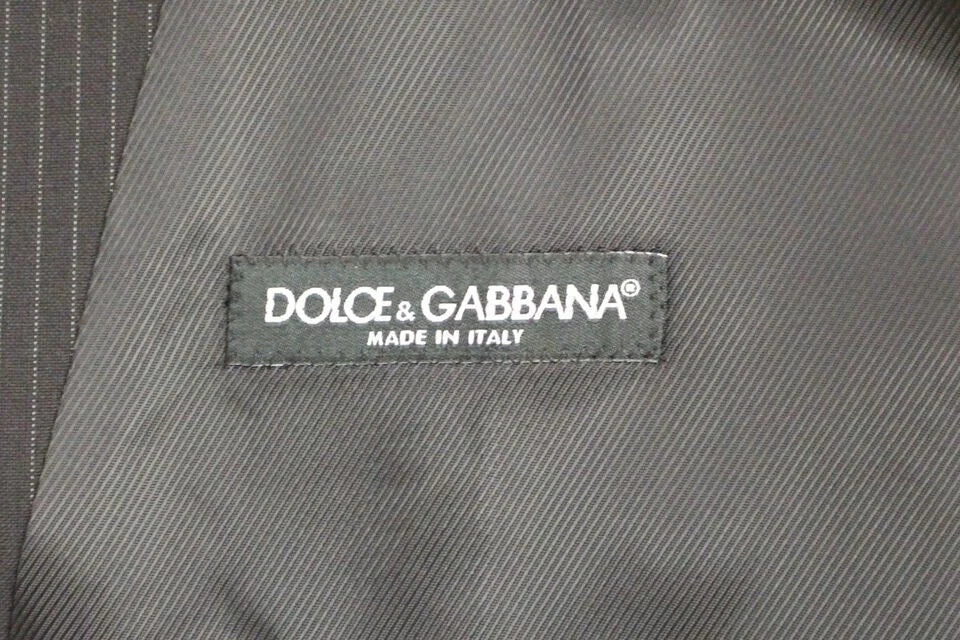 Dolce & Gabbana Black Striped Wool Single Breasted Vest - IT48 | M - Vests
