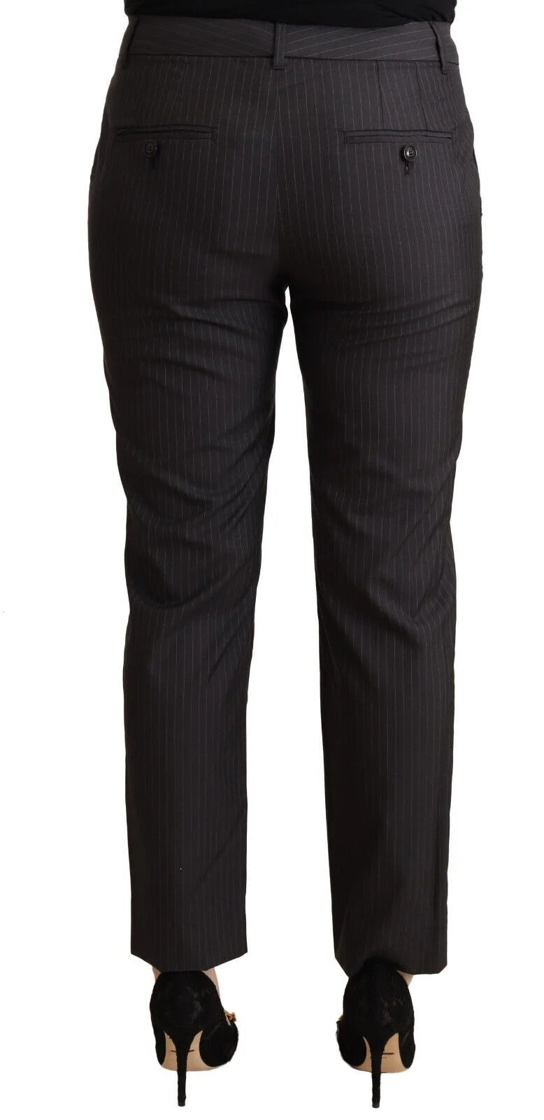Dolce & Gabbana Black Striped Wool Tapered Trouser Pants - IT44|L - Trousers
