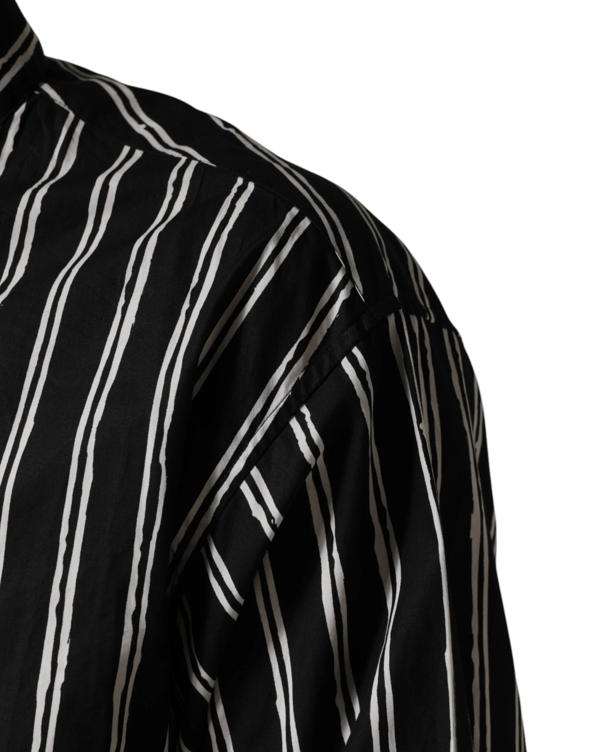 Dolce & Gabbana Black Stripes Cotton Men Formal Dress Shirt - IT40 | M