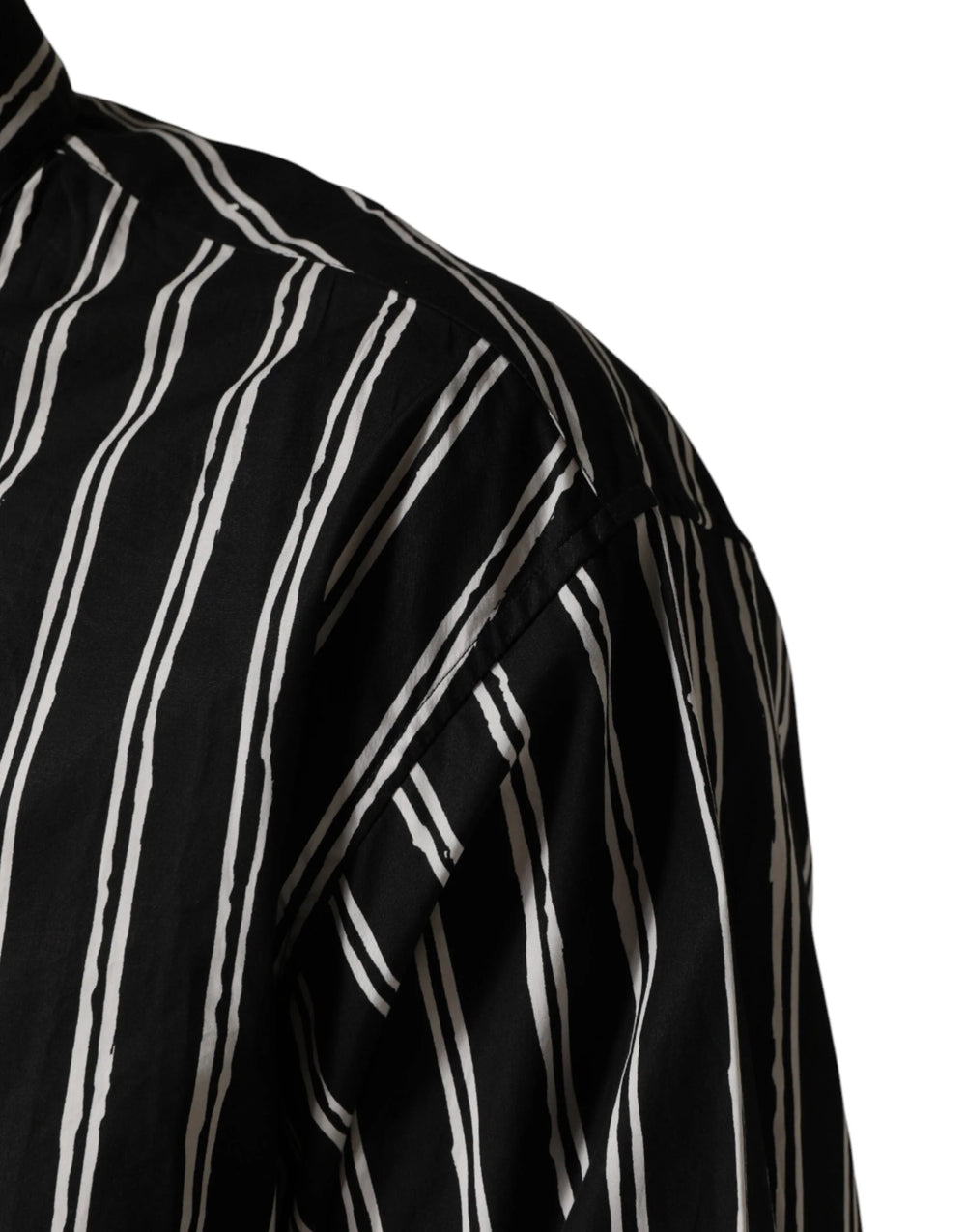 Dolce & Gabbana Black Stripes Cotton Men Formal Dress Shirt - IT40 | M