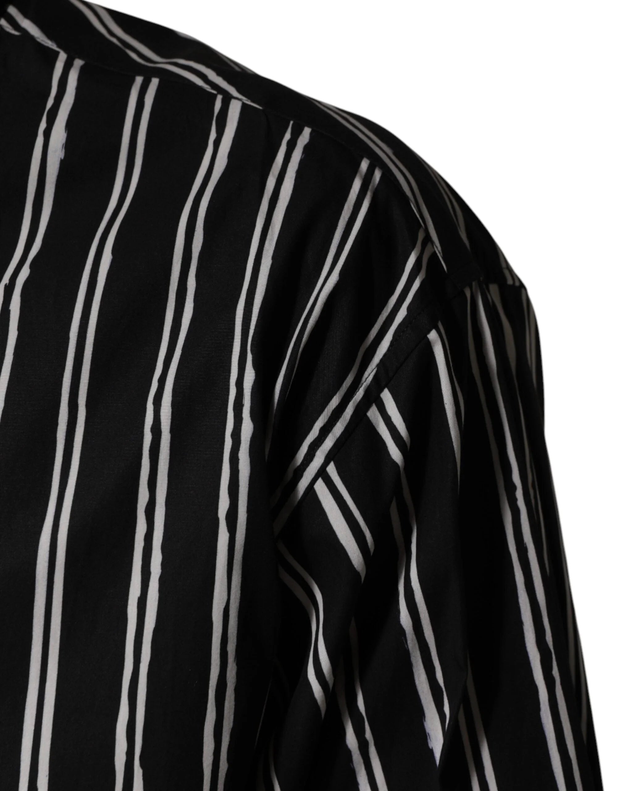Dolce & Gabbana Black Stripes Cotton Men Formal Dress Shirt - IT40 | M