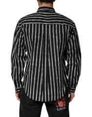 Dolce & Gabbana Black Stripes Cotton Men Formal Dress Shirt - IT40 | M