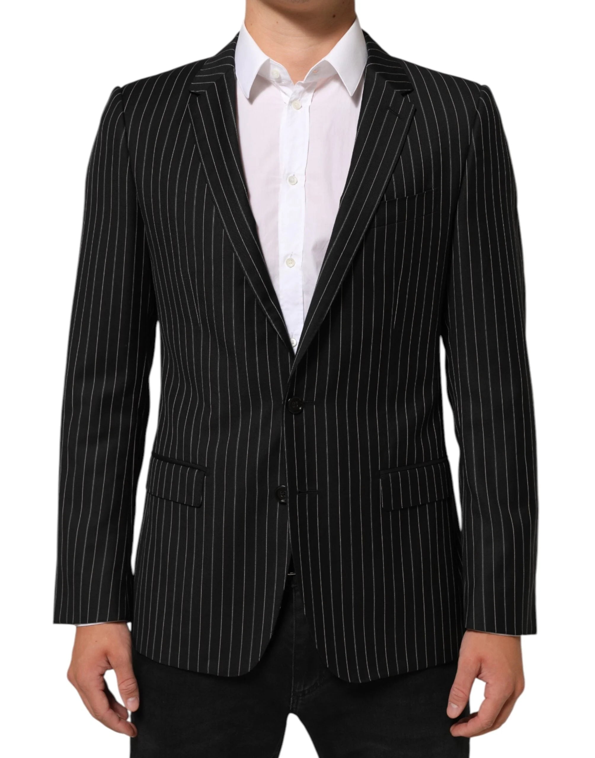 Dolce & Gabbana Black Stripes MARTINI 1 Button Suit Blazer - IT48 | M - Sport Jackets